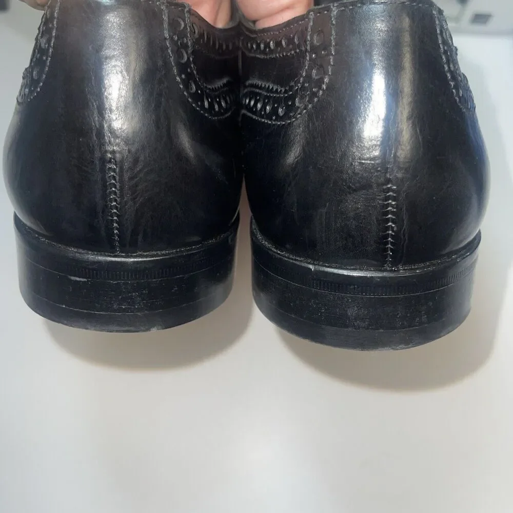 To Bout New York Duke Black Calf Wingtip Sz 9 Resoled In Red